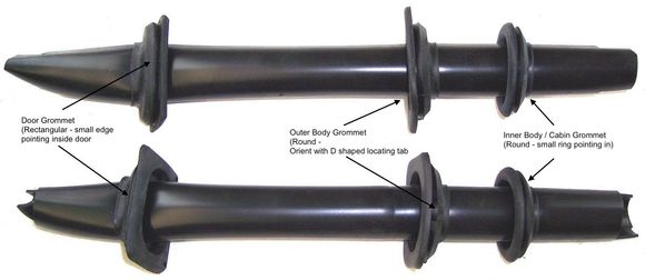 Mid 60's GM big car window conduits with grommet orientation.