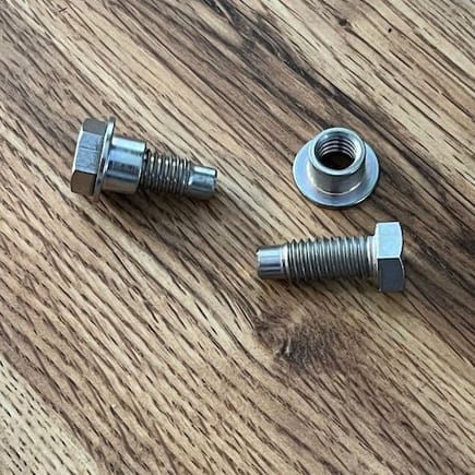 These are the new pivot bolts for the floating bow.  The bushing is threaded and screws onto the bolt.  There also is an unthreaded portion at the end of the bolt.