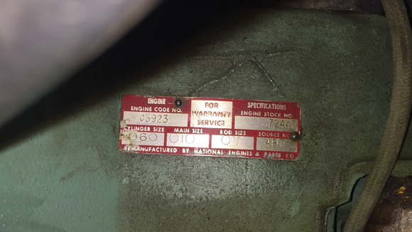 This plate is on the block, indicating a remanufactured engine.  I can't find any info about this company or the engine.