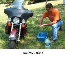Wring the cloth out tight. This removes dirt from the cloth and removes excess moisture from the cloth.