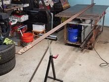 A shot with the table extension, and a long rusty piece of scrap. 