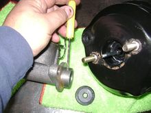 Master cylinder flange is 9/32" tall. Thats a difference of 13/32". It would have never worked.