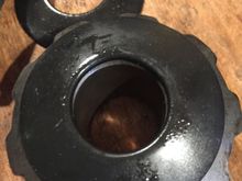 Sitting on the gear, you can see the new washer doesn't quite fit in the chamfer