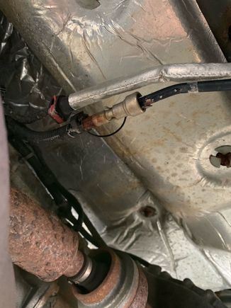 The connection to the line that goes up towards engine