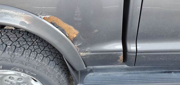 Rust i plan to cut out and glue in metal behind.. Then use bondo to smooth itbout for paint