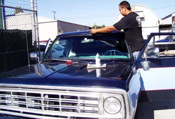A new windshield was fitted at Long Beach.