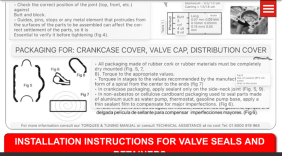 Technical Instructions for gasket