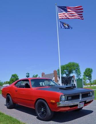 small demon with american flag