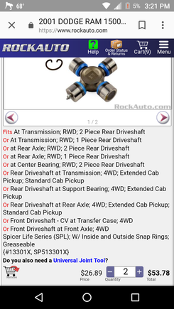 On Rockauto the last two possible choices say I can use this joint for front driveshaft at transfercase and at front axle no use for the middle joint though that's why Im confused.