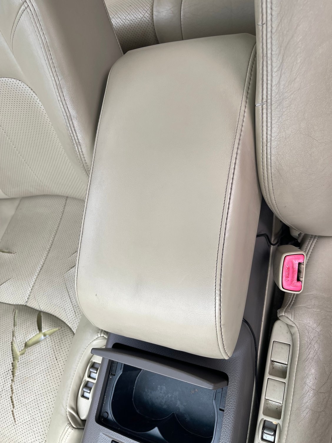 Center console. It was a little dirty but no tears or cracks 