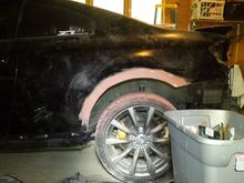 Fiberglass bondo added and sanded