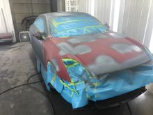 We didn’t dust the whole car in primer because again, some spots were fine to begin with, but either way needed re-painted.