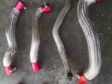 Wrapped my new silicone coolant hoses in braided sleeving and Earls clamps.