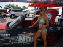 Bikini contest winner next to NOS Fruit Punch car/Austin, TX HeatWave 2009
