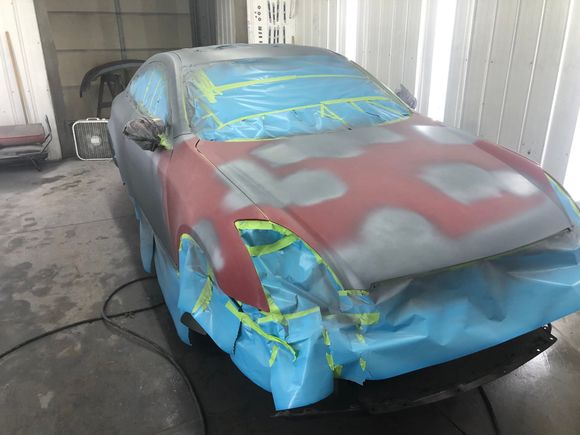 We didn’t dust the whole car in primer because again, some spots were fine to begin with, but either way needed re-painted.