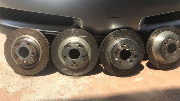 Upgrading stock rotors to Detroit axle sport drilled and slotted rotors!  Front and rear. Parts are delivered just need to install them!