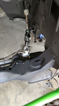 New steering U-joint on. The engine bay is about 90% prepped and painted. Just waiting on the Monster clutch to get here so I can drop in the motor.