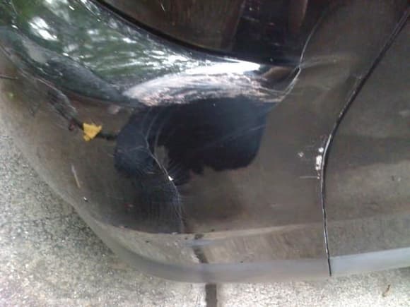 Bumper damage from garage run-in
