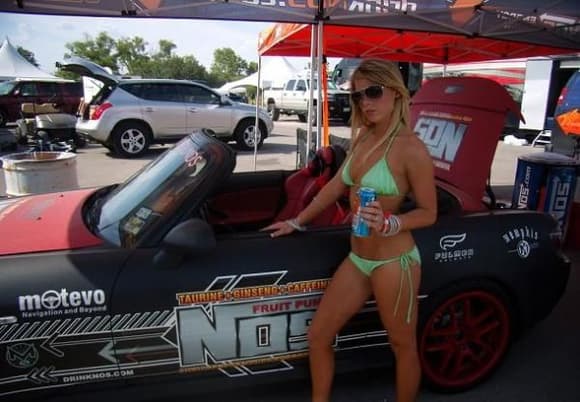 Bikini contest winner next to NOS Fruit Punch car/Austin, TX HeatWave 2009