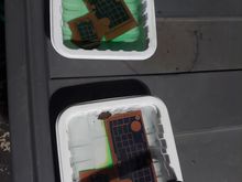 step 8 - I use a 3:1 ratio of hydrogen peroxide and muriatic acid to etch the boards.  The solution eats all the copper that isn't protected by the toner.