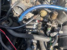 Where the red part of rag is