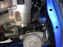 Look at this coool thing! I rotated the brake booster so that the vacuum port was at the bottom, hidden. Now the hose is very short. The check valve is still in place. 