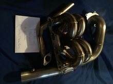 Go-Autoworks D16 CRX/EF T3 ram horn with 2 bolt 38mm EWG, 5 bolt flange downpipe, 38mm 2 bolt open dump tube.