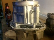 The internals. There are 3 plates that make up the pump housing. The top is the piston housing, the "middle" houses the actual pumping mechanisms, and the "bottom".