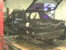 On a frame rack, needed to pull left inner frame rail from previous side impact.