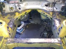 screwed up and shaved the speedo cable hole...  also forgot to shave one stud close to the firewall on the passengers side.  once i noticed all that stuff was put away.  opted to leave it lol...