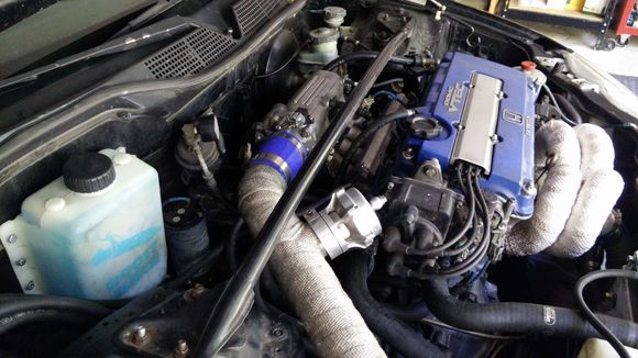 B16, Water/Meth, GT2871R with GTX30 cold side. 250-300whp