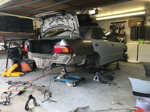 took everything in the rear end apart. coating the wheel wells before apply anti rust sealer just like i did in the front