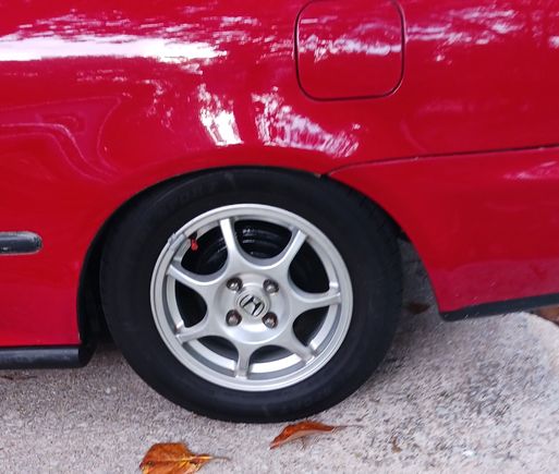 Painted inner wheel wells and drums with hi temp black.