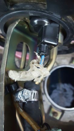 Hondabond fail. The cut wire is visible here as well.