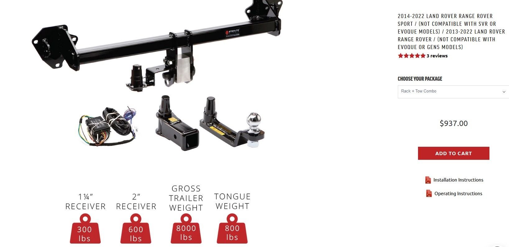 Accessories - Stealth Hitch Kit - New - 2013 to 2022 Land Rover Range Rover - 2014 to 2022 Land Rover Range Rover Sport - Orlando, FL 32829, United States