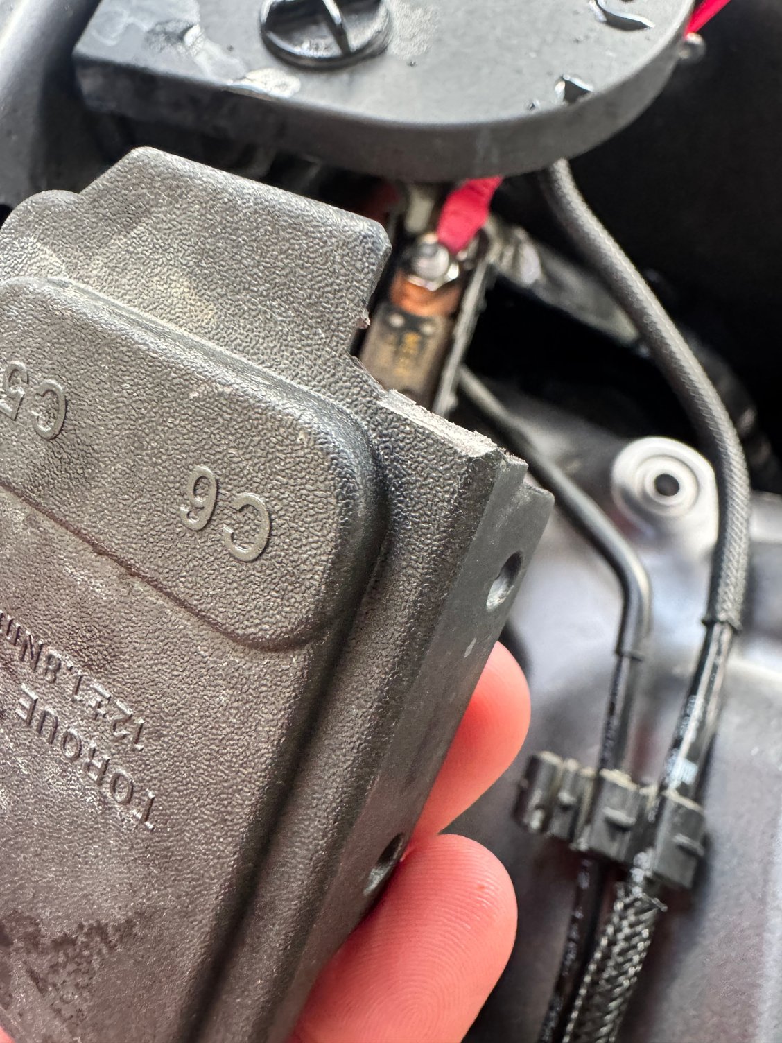 Snipped off the corner of the plastic junction box cover to clear the eyelet, it wouldn’t snap in with 2 connections on it stacked. I guess a cleaner way would be to fuse up the other one and put it there. Not a big deal. 