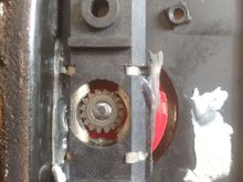 Photo showing factory pan gaps around motor - view from the top