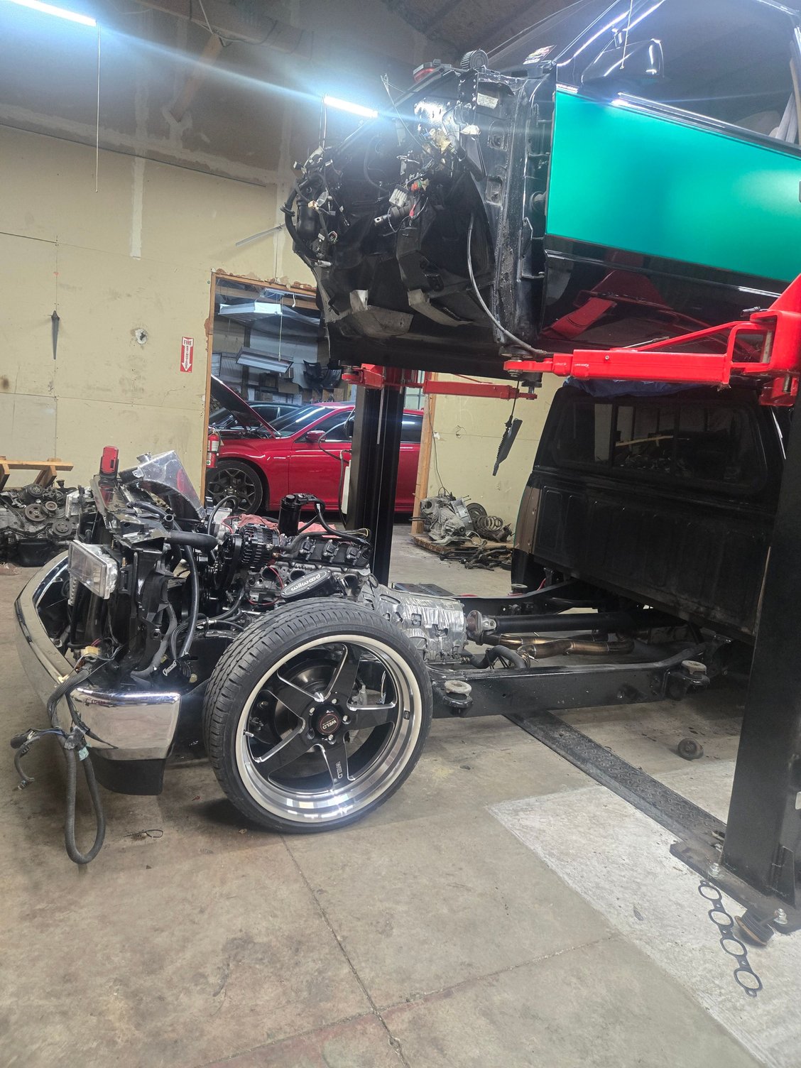 Cab off to get header off...kinda sucks