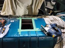 used a jig saw to cut the hole, drilled in to the corners so i could get the blade in and make a nice straight cut.