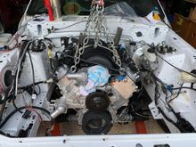 Look at that!  Oh so close.  Can I get the two, long engine mount to bracket bolts in?  No.  Only one.