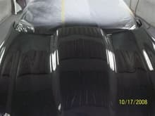 19 Camaro Front Hood in Booth with Clear Coat