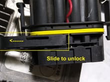 Connector with lock exposed.