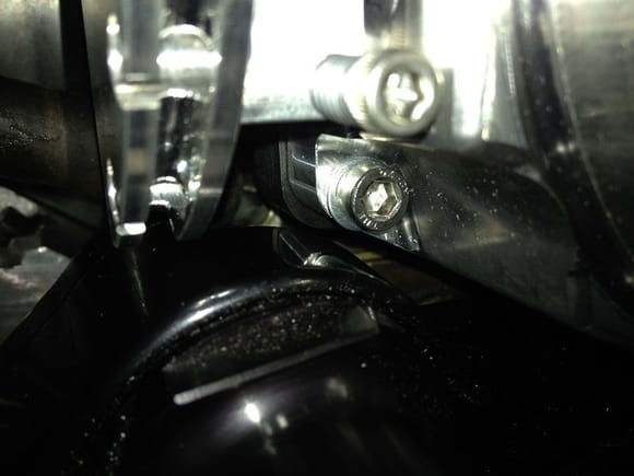 An attempt to show the 1/4" gap between the pump and the throttle.  There were lots of threads where this was an interference point.  Maybe I got lucky.  And this is without the intake gaskets, etc, which will raise the intake a tad more.