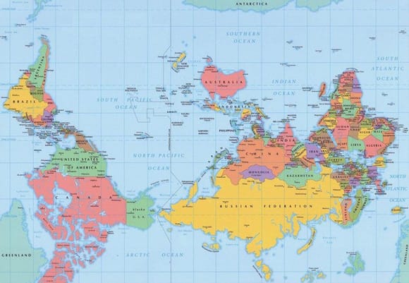 Map of World from Aussie perspective.