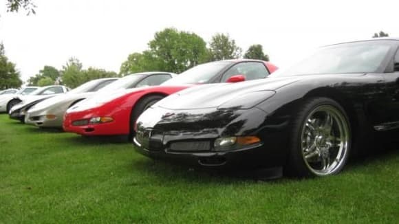 My car, Brother's Red FRC, Dad's pewter coupe, uncle's black Z06.