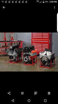 Ford 5.0 mod motor on left and LS3 on right. Note size difference.