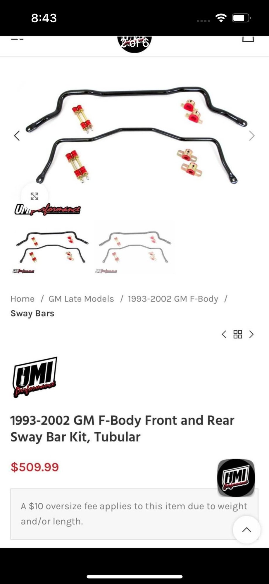 Steering/Suspension - 1993-2002 f body sway bar kit - New - 1993 to 2002 Chevrolet Camaro - Selden, NY 11784, United States