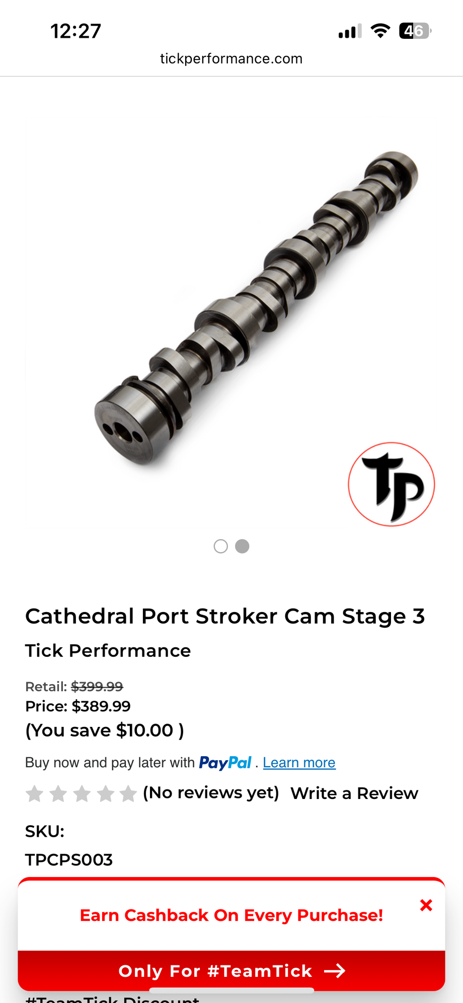 Engine - Internals - Tick LS stroker cam 400+ ci NA Cam - New - All Years  All Models - Thurmont, MD 21788, United States