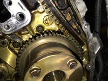 This picture is upside down but this is what you are looking for once you open the timing chain cover. 