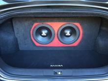 Custom speaker box in the trunk.